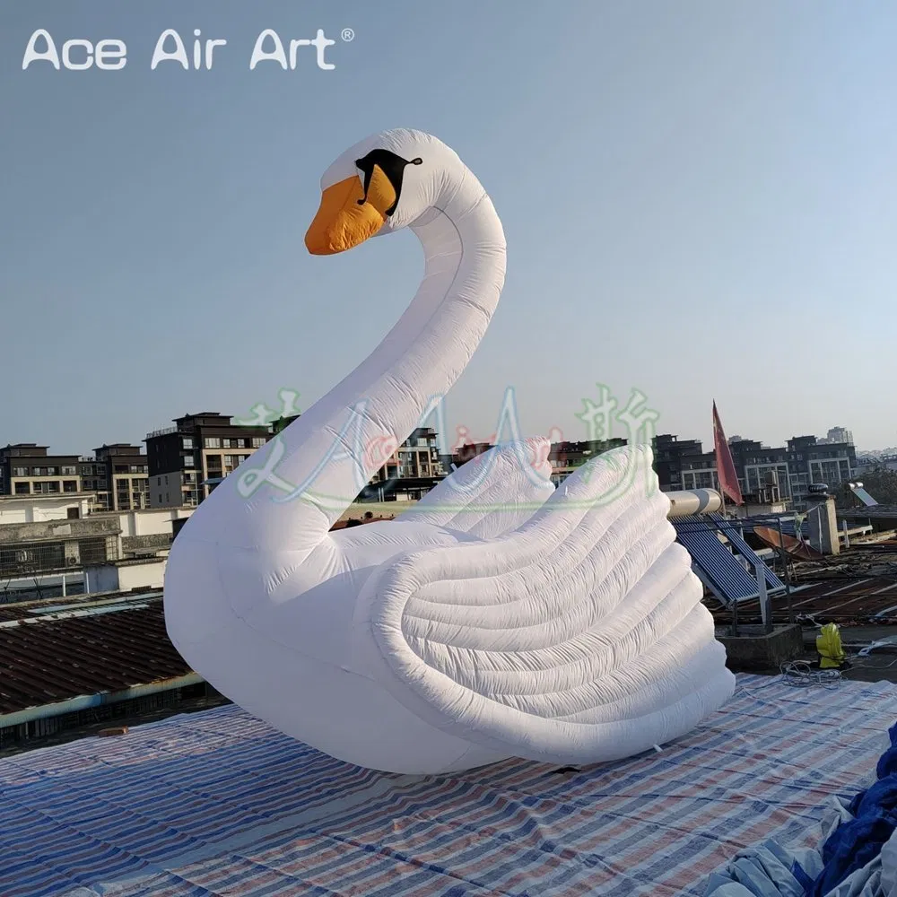 4ml Giant Beautiful Inflatable White Swan with Air Blower for Event Decoration Advertising