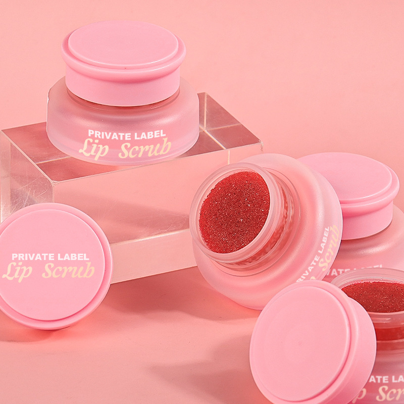 Wholesale Custom Organic Vegan Sugar Lips Care Pink Strawberry Lip Scrub Supplier