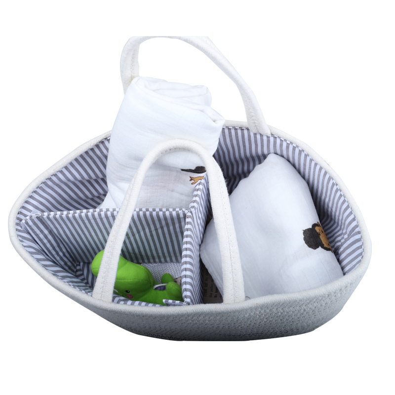 Cotton Pure-Handmade Rope Nursery Storage Bin Baby Diaper Caddy Organizer