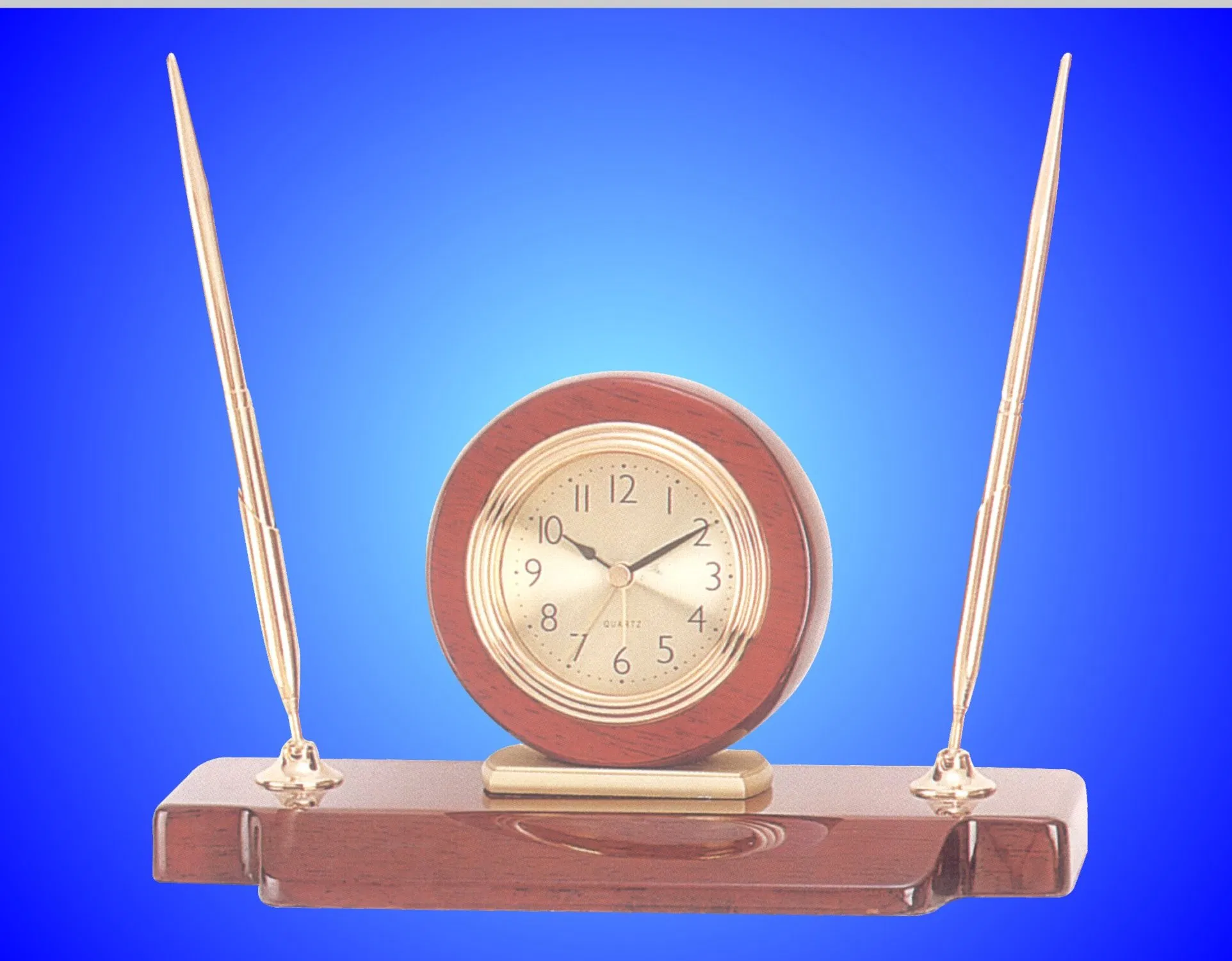 Office Gift Set Wooden Piano Finish Desk Clock