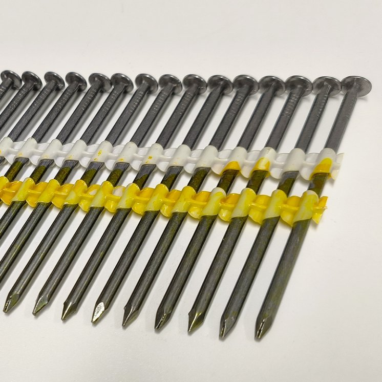 Round Head 21 Degree Bright Smooth Shank Plastic Collated Framing Nails