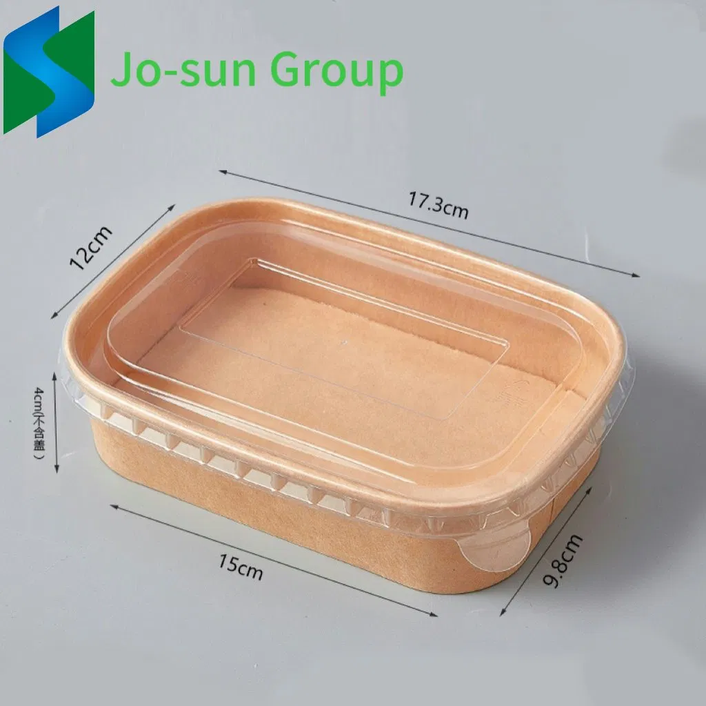 Jo-Sun in Stock Disposable Brown Rectangle Takeaway Take Away Kraft Paper Salad Bowl with Lid