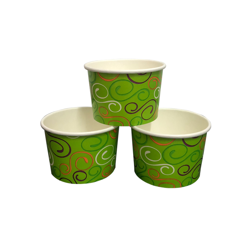 Customer Printed Disposable Paper Ice Cream Cup with Lid Frozen Yogurt Cup