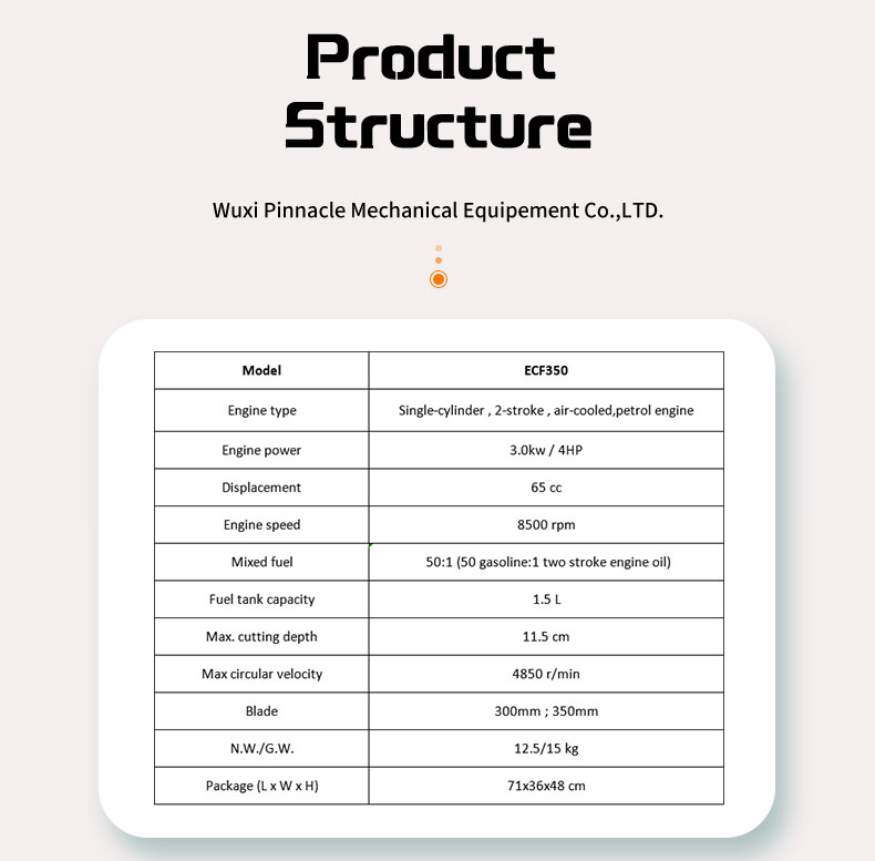 Ecf350 High-Efficiency Concrete Asphalt Rock Cutting Portable Gasoline Concrete Cutter