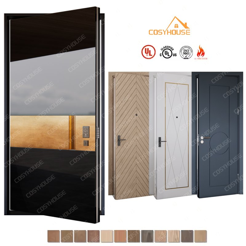 Interior Modular Wooden Door Matched with Rustic Cast Aluminum Threshold Door for Country Style Homes