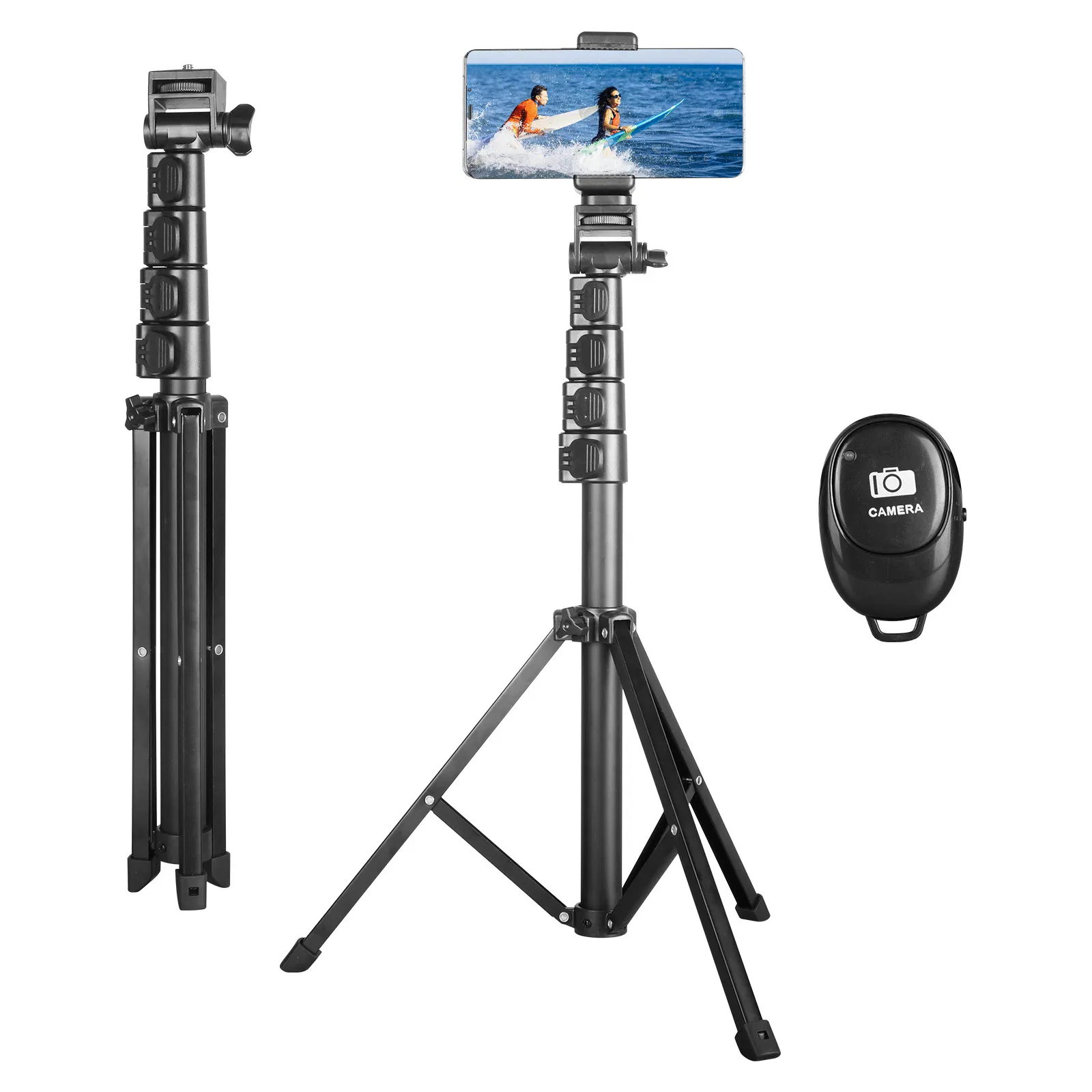Portable 70-Inch Telescopic Phone Tripod with Remote Control