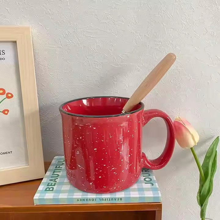 Stylish Enamel Cup with Handle for Hot Beverages