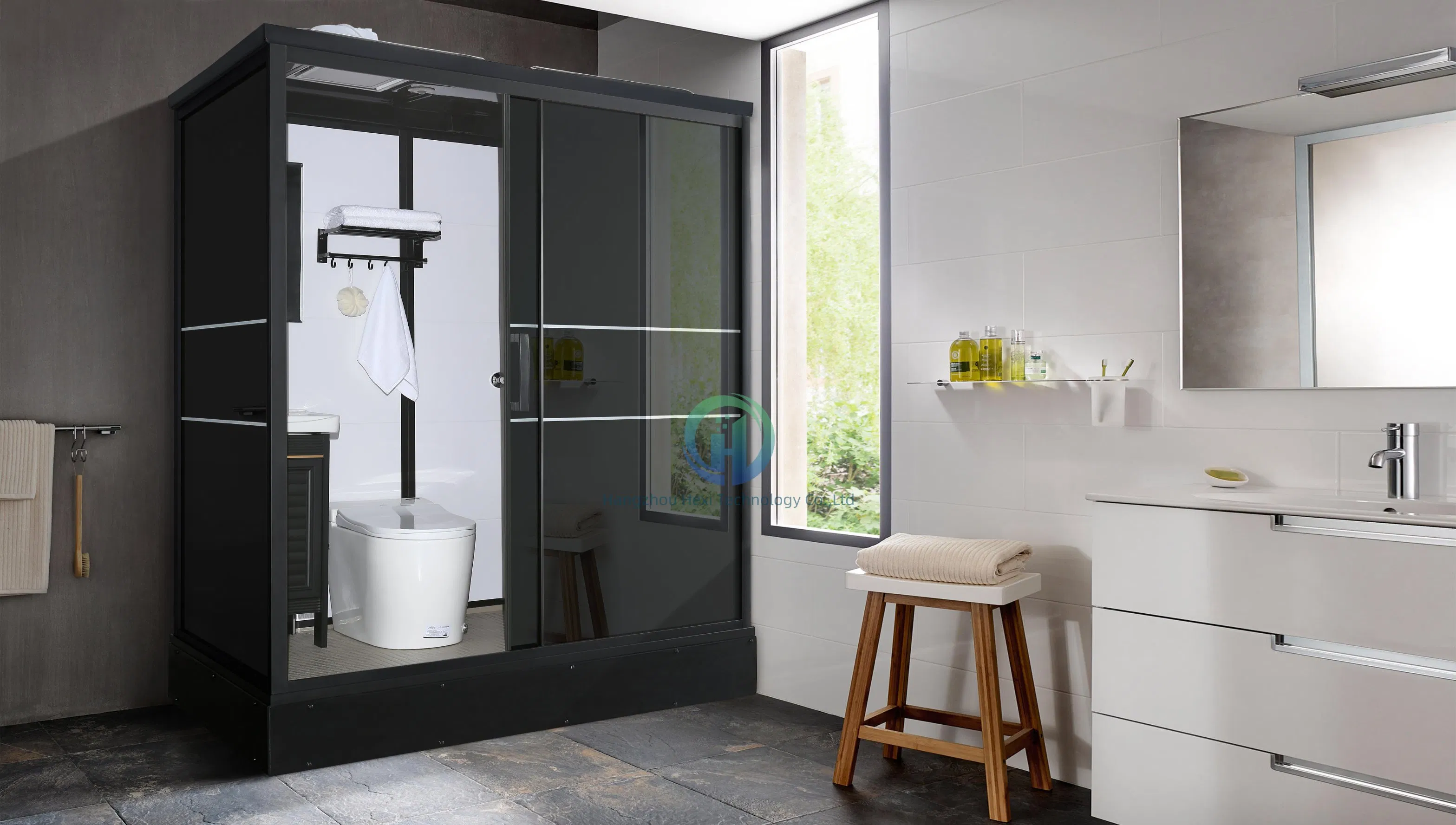 Elegant Sanitary Ware Prefab Bathroom with Integrated Toilet and Shower Space
