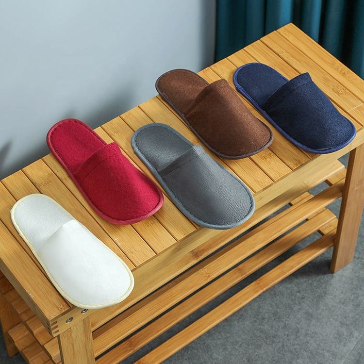 Wholesale Disposable Hotel Guest Bedroom Velvet SPA Hotel Slippers for Bride Logo