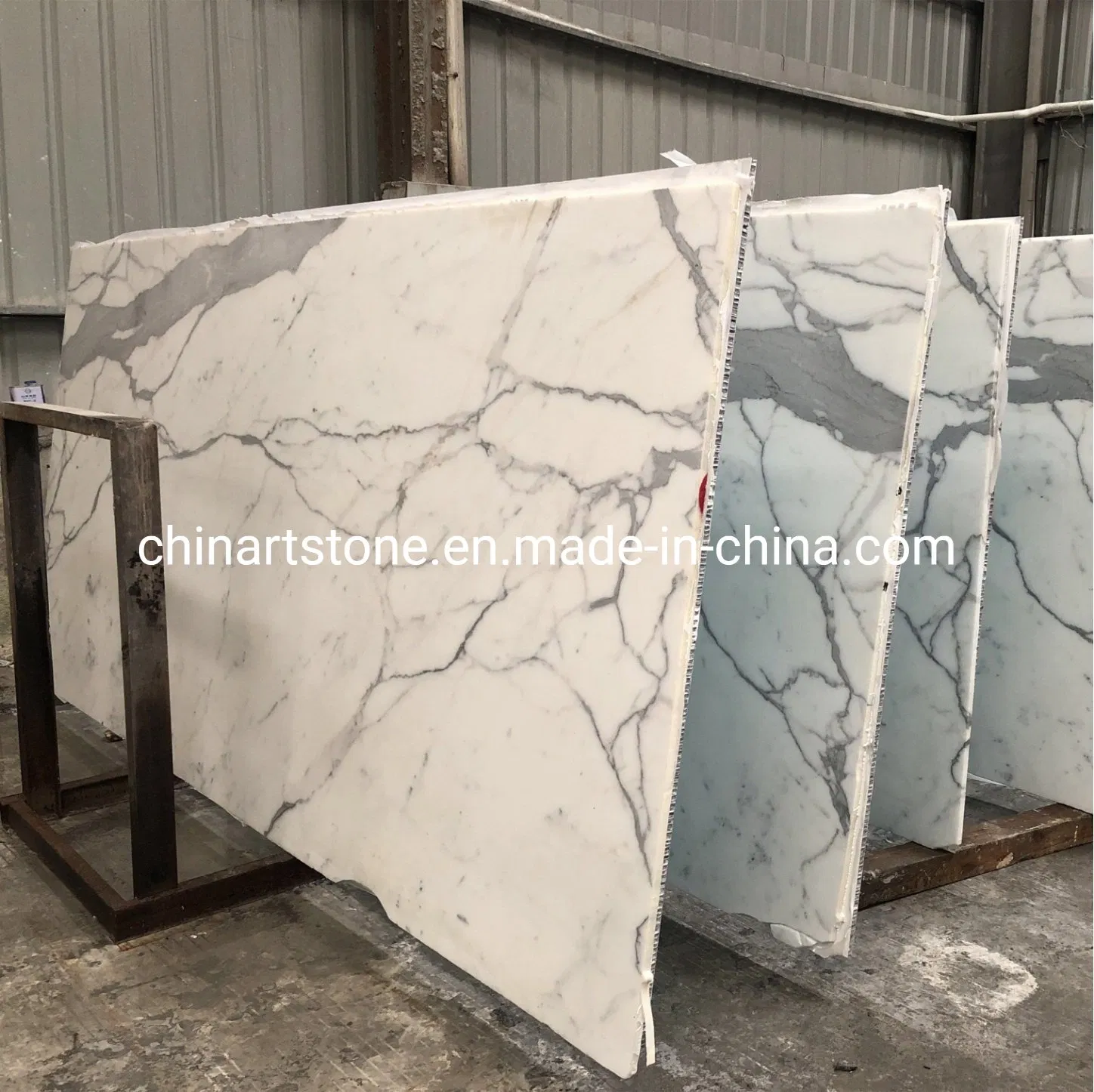 Italy Calacatta White Marble with Honey-Comb Aluminum for Wall and Floor Tile