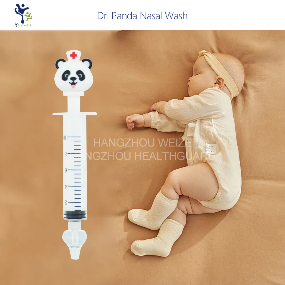 BPA Free EU CE Exclusive Panda Design Nasal Syringe Washer 10ml Soft Silicone Baby Nasal Irrigator