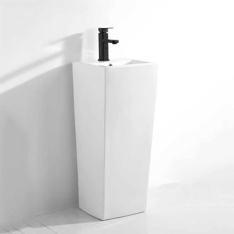Bathroom Floor Standing Basin Wash Basin Lavabo One Piece Sink Big Size White Color Basin