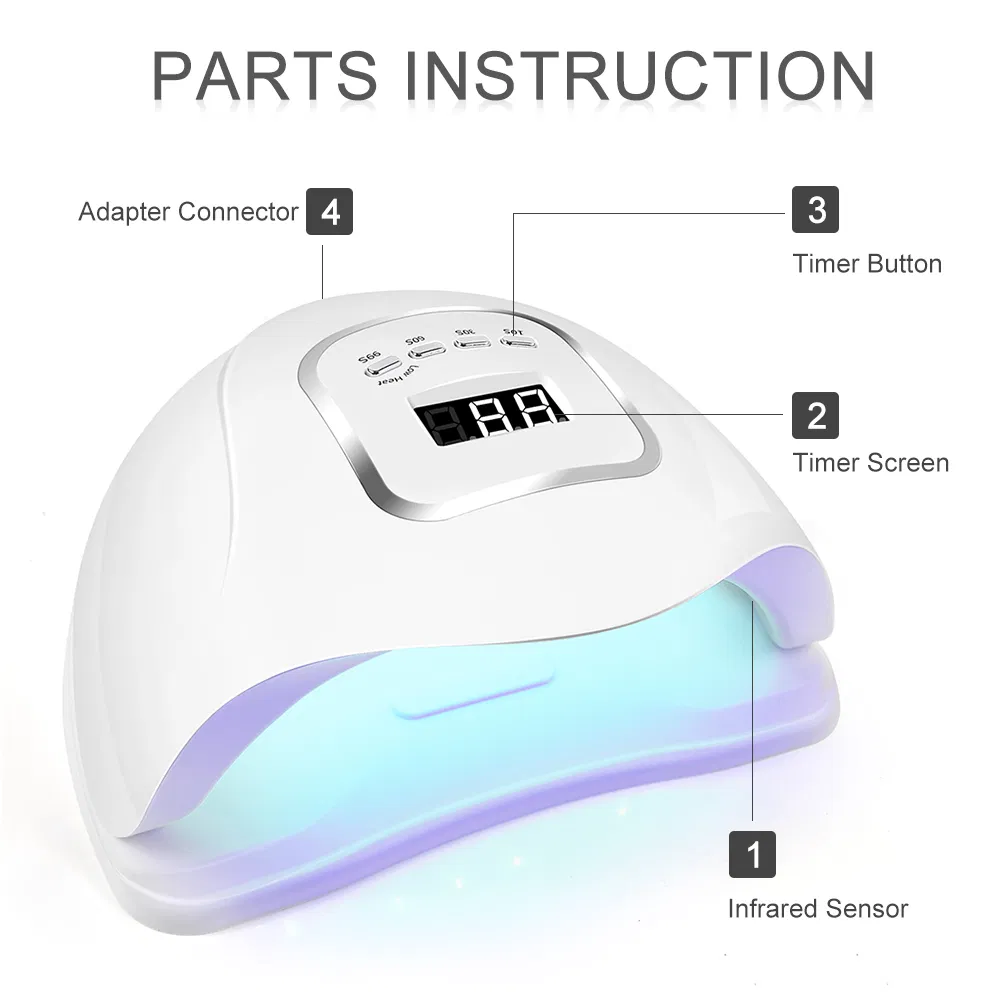 Wholesale 110W LED UV Lamp Nail Dryer Rechargeable Gel Polish UV Gel Curing Lamp White Dual Light Sensor Lamp OEM Logo