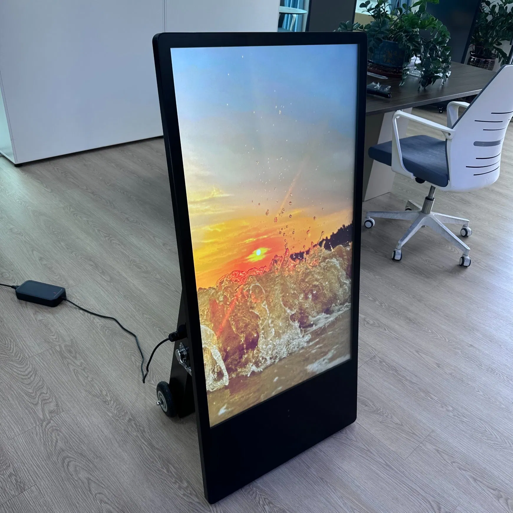 55 Inch Air-Cooled Vertical Screen Floor Ultra-Thin Outdoor Poster Kiosk Display Advertising