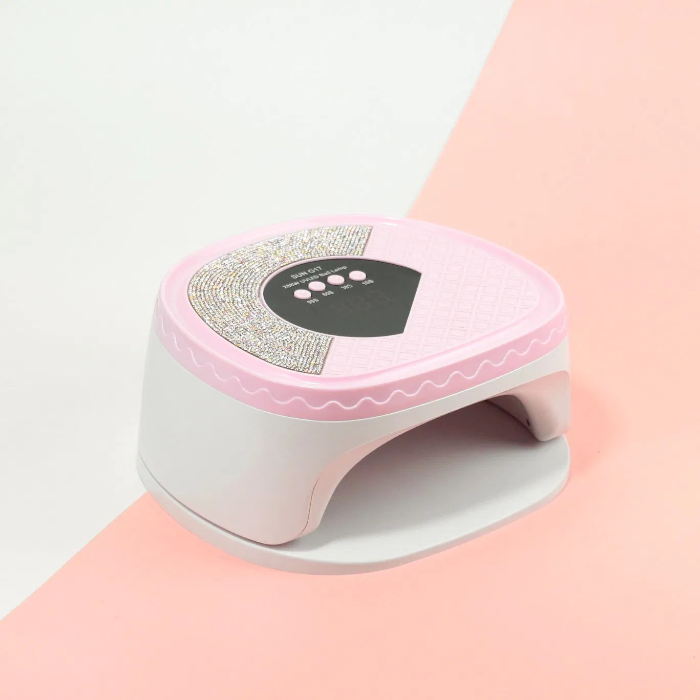 Three Macaron-Colored Nail Salon Lamps with Diamonds