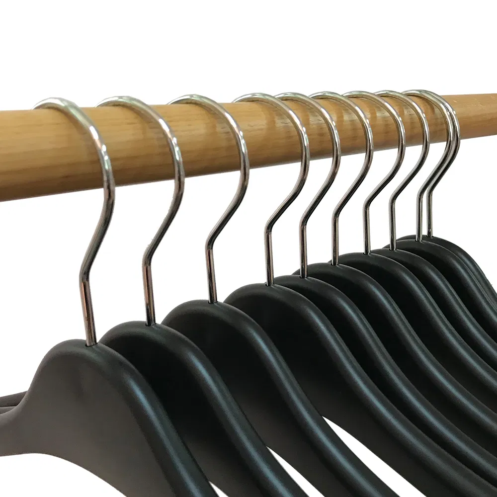 Garment Usage Material Friendly Cheap Black Plastic Clothes Hanger