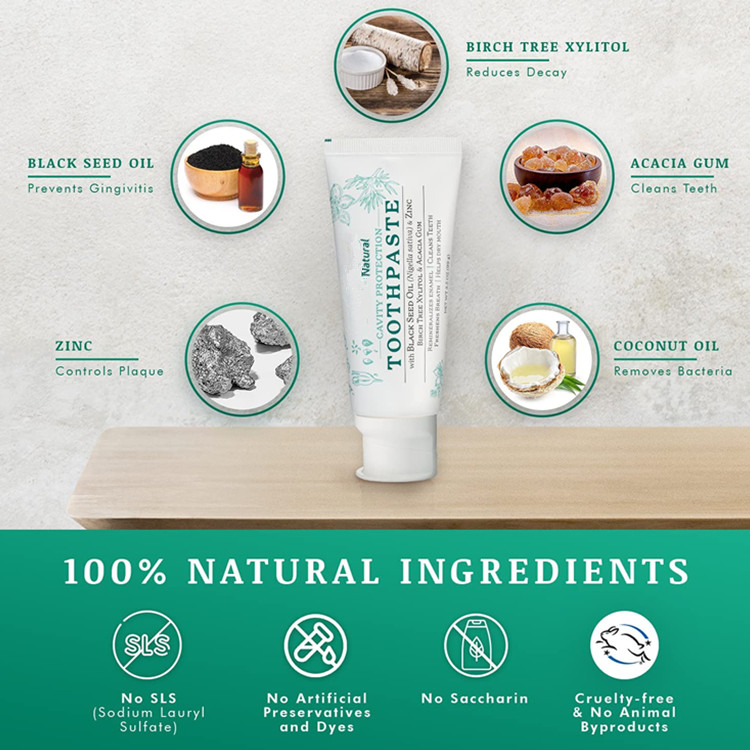 Natural Vegan Toothpaste for Cavity Protection of Teeth and Gums Fresh Breath