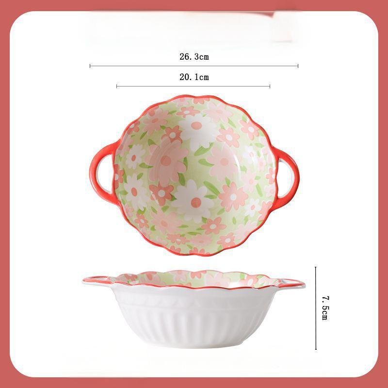 10"Food Bowl with Hands blue Pad Printing Stoneware Porcelainware Tableware