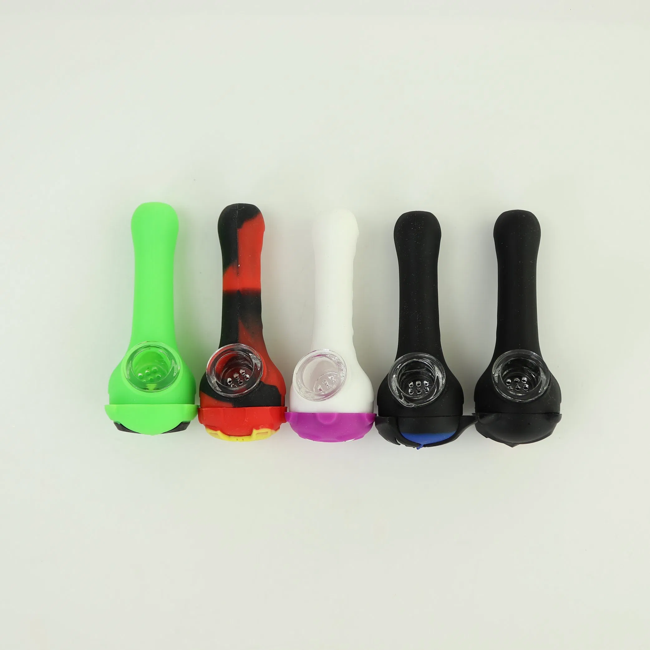 Mini Silicone Smoking Pipe with Glass Bowl