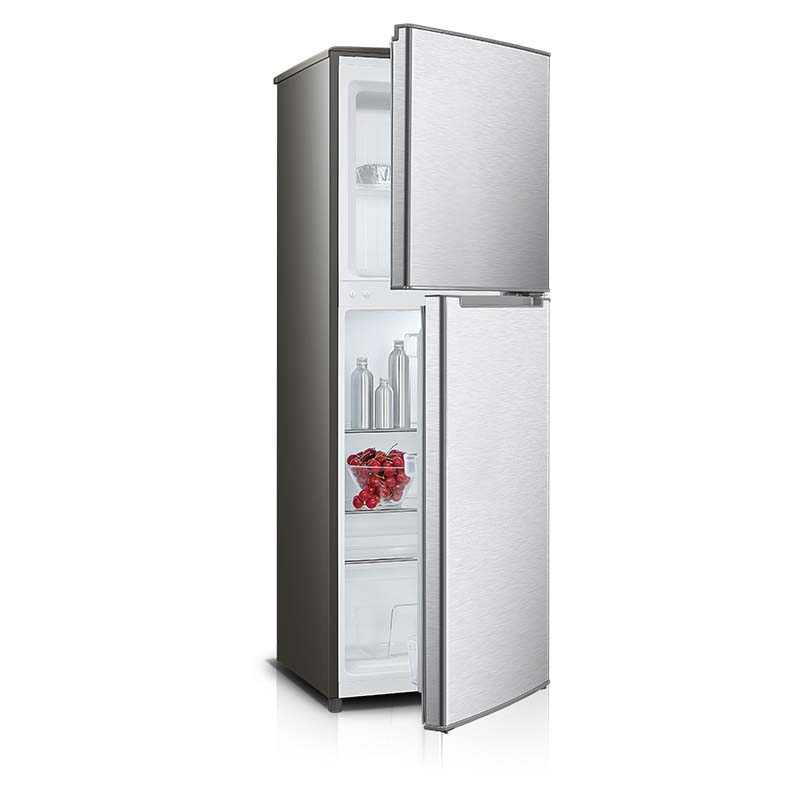 138L Double Door Refrigerator, Compact Fridge with Freezer Compartment