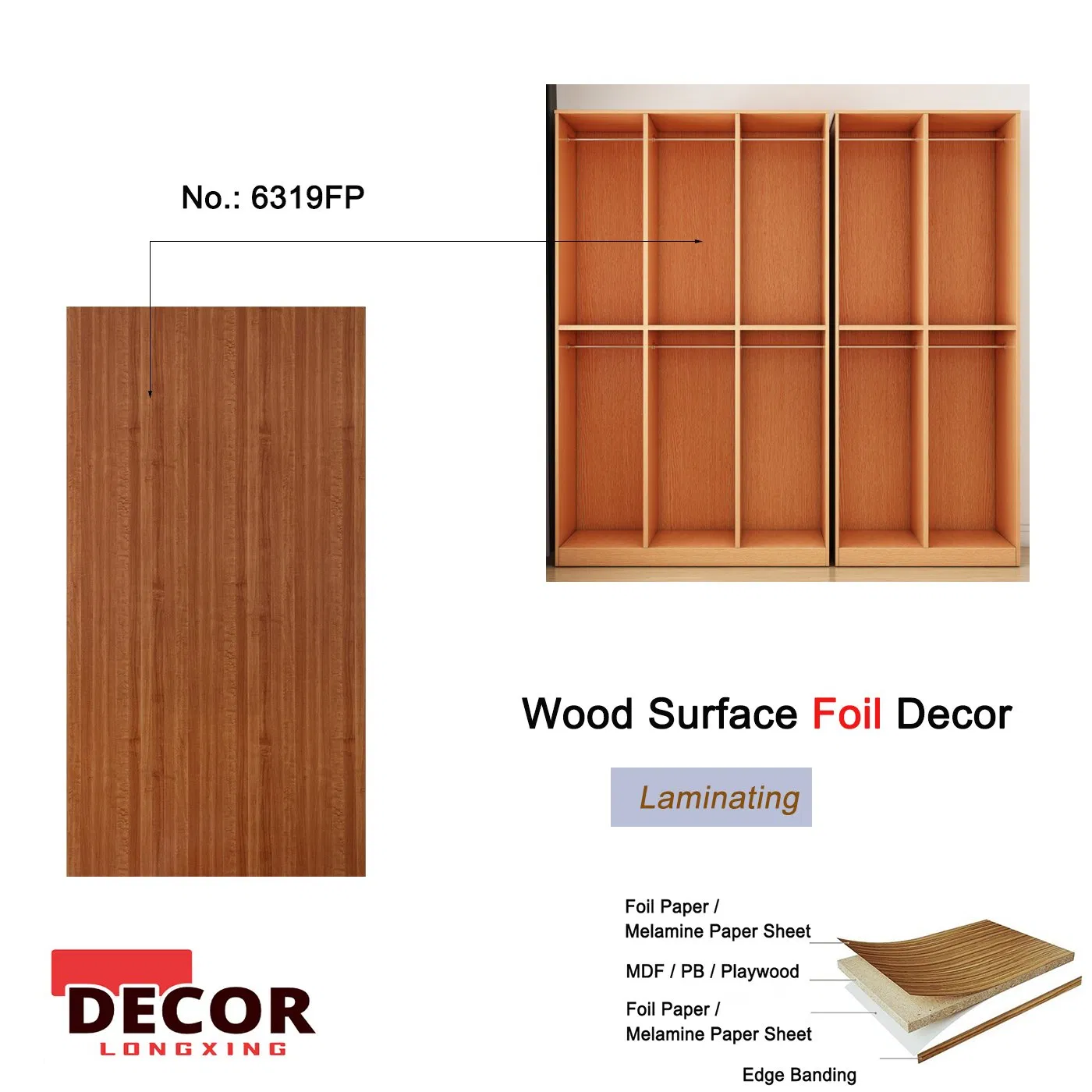 Factory OEM Decorative Paper Laminate Finish Foil Paper PU Coated Embossed Surface