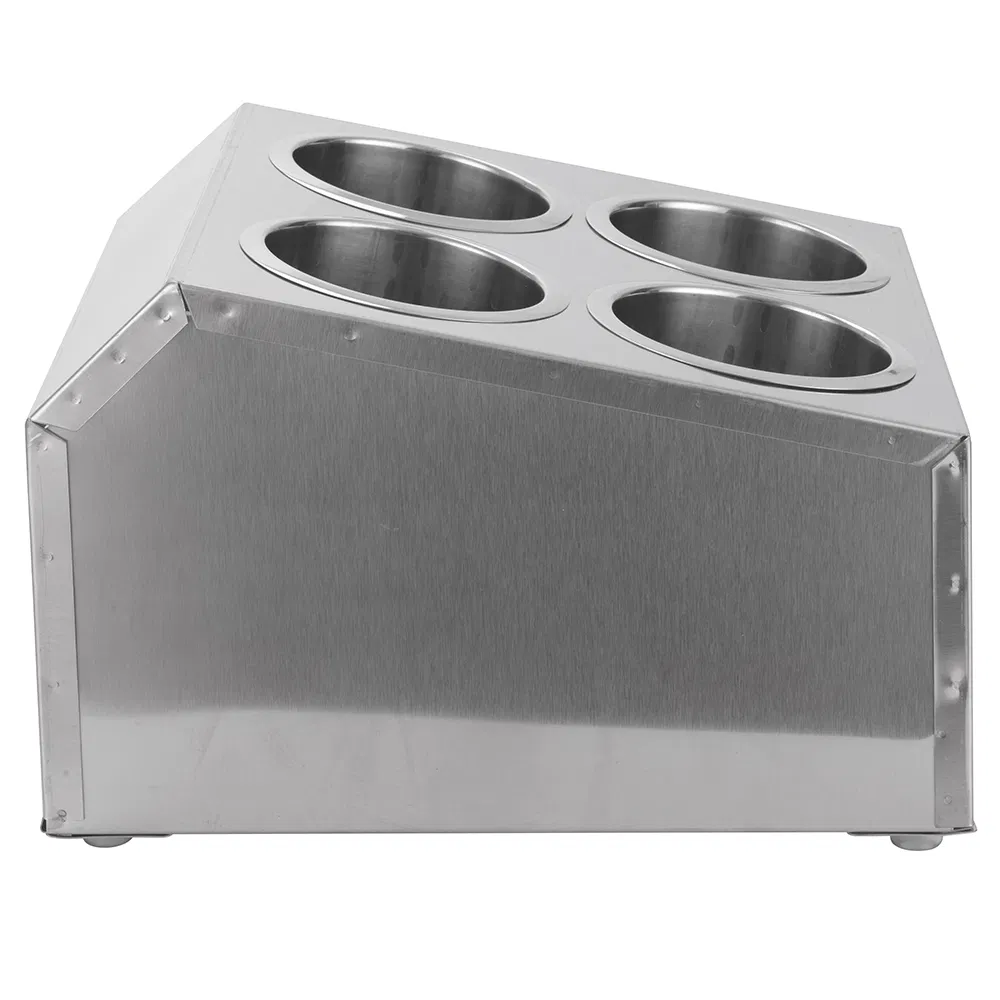 Commercial Restaurant Organizer Stainless Steel Cylinder Flatware Holder 4-Hole