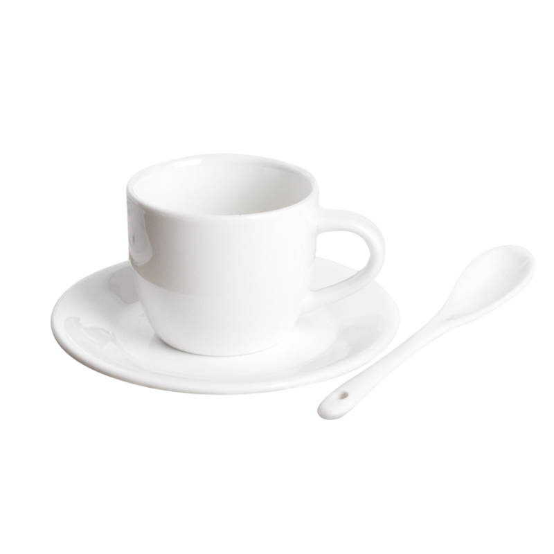 Custom European Style White Ceramic 300ml Tea Coffee Cup and Saucer Set