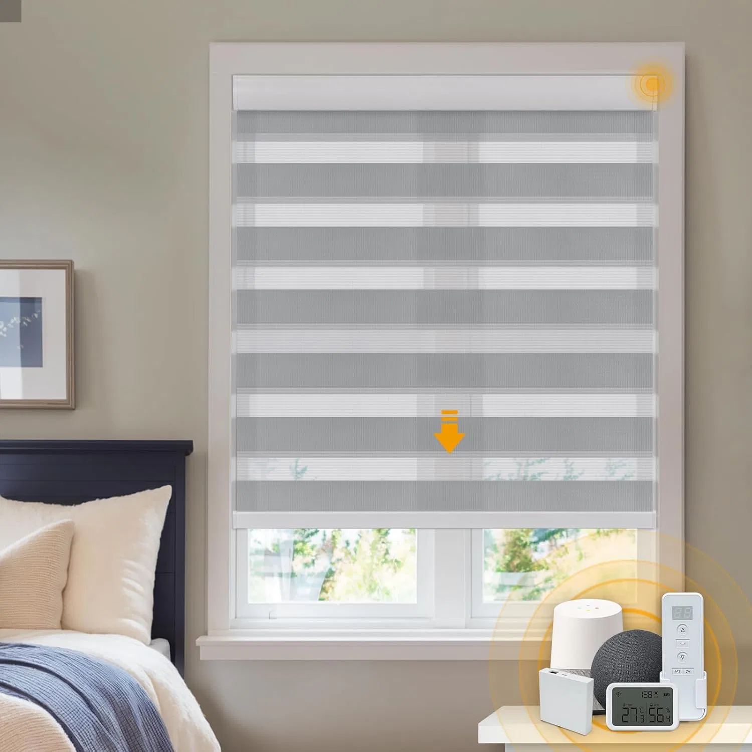 Motorized Day and Night Electric 100%Blackout Zebra Roller Blind
