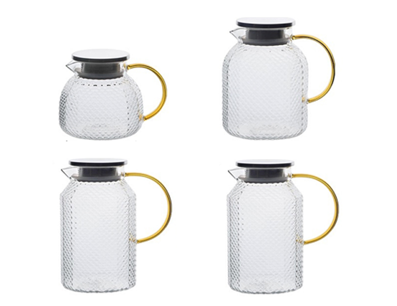 High Borosilicate Heat-Resistant Glass Tea Carafe Pot with Bamboo Cover Lid Glass Water Carafe