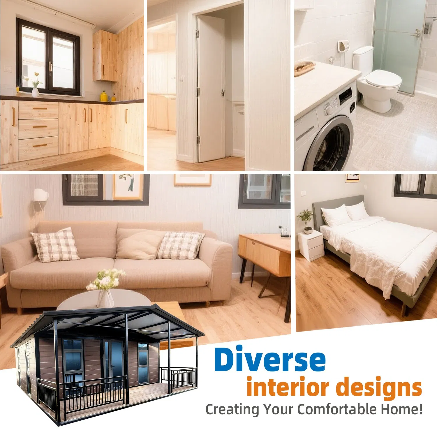 Prefabricated Container with Two Rooms and One Bathroom, Suitable for Living or Camping in an Australian Expandable Container House