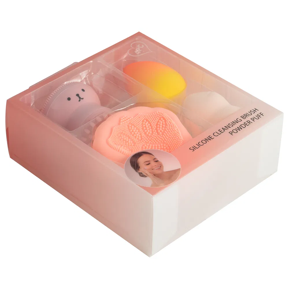 Factory Price Exquisite Packaging Beauty Blending Gift Set Pink Cosmetic Powder Non Latex Blender Puffs Holder Makeup Sponge