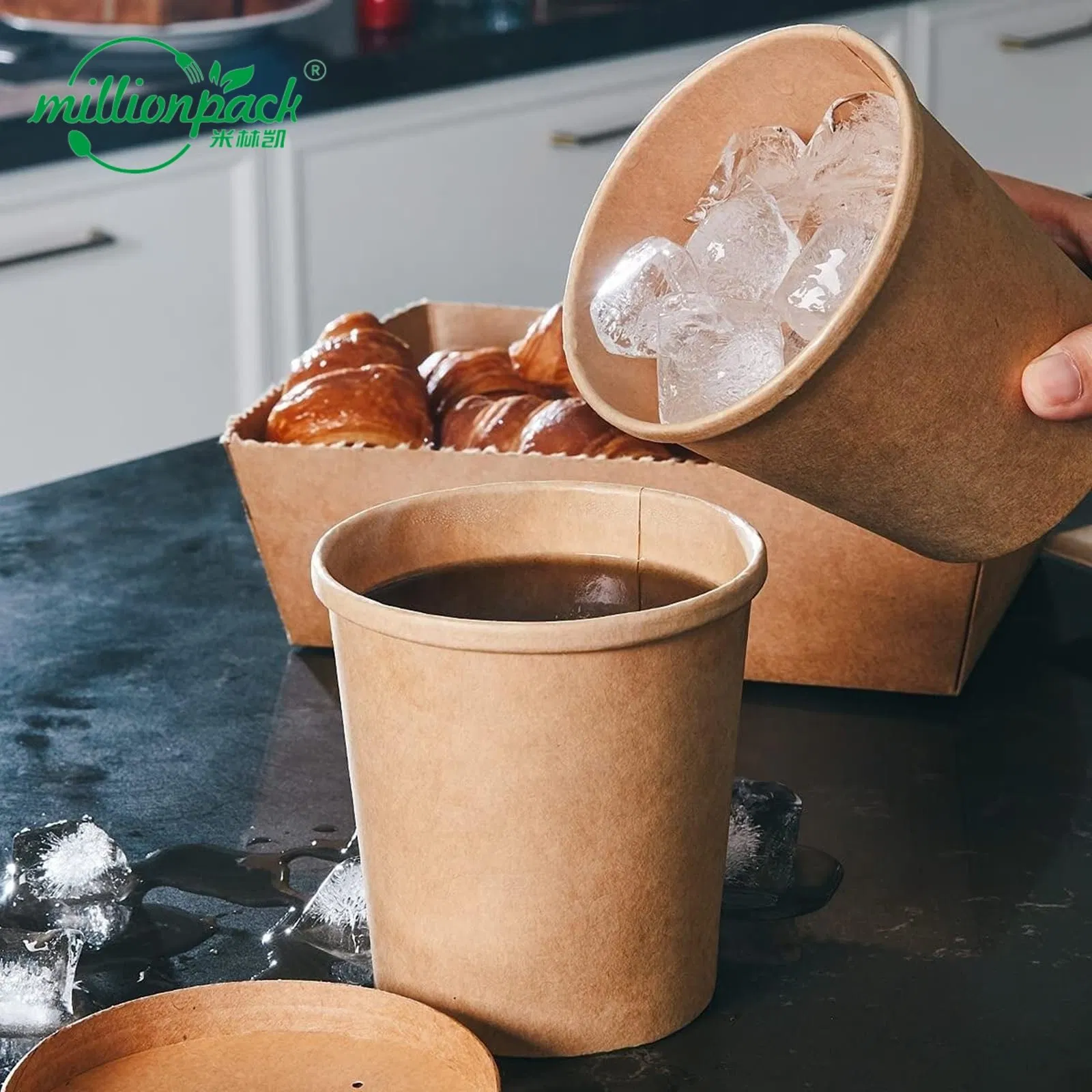 Eco Friendly Paper Soup Cup Compostable Container with Lid for Restaurants