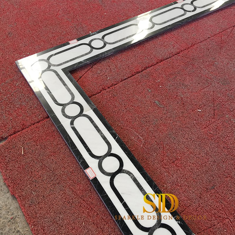 Contemporary Home Flooring Decoration Simple Natural Marble Floor Border Design