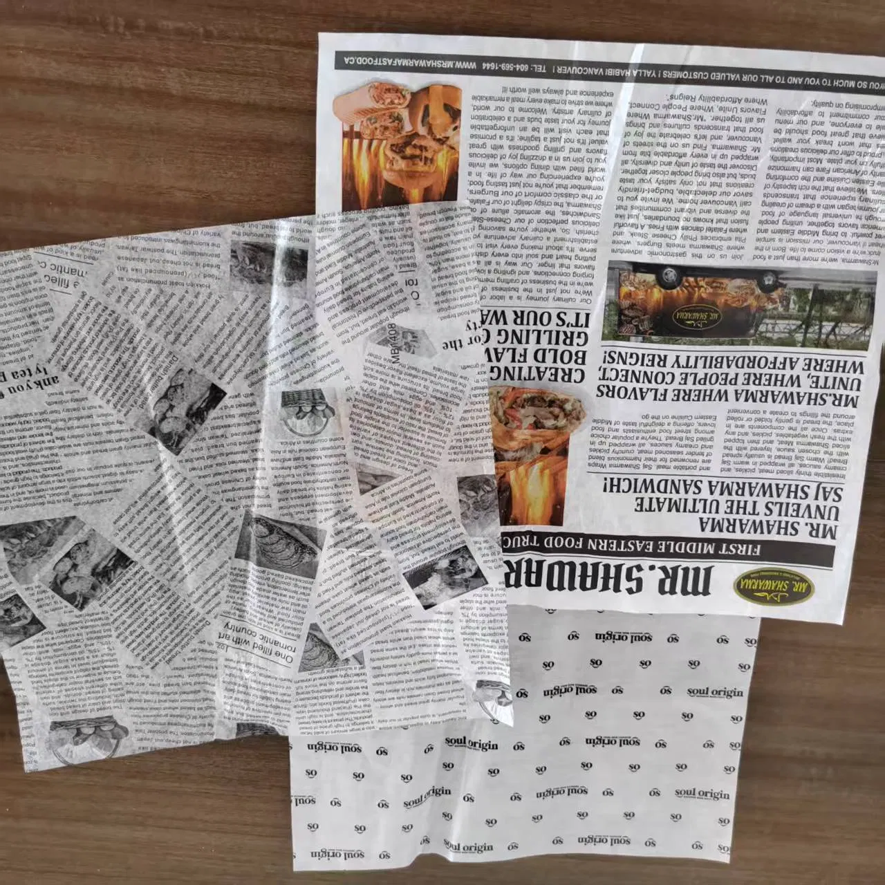 Cheap Oil-Proof Burger Wrap Baking Wax Placemat Paper