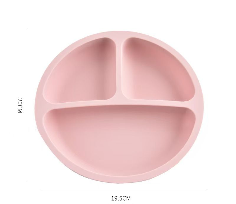 Silicone Baby Food Bowl with Anti-Fall Segmented. Baby Complementary Food Plate with Anti-Fall Silicone Segmented Dish and Suction Cup