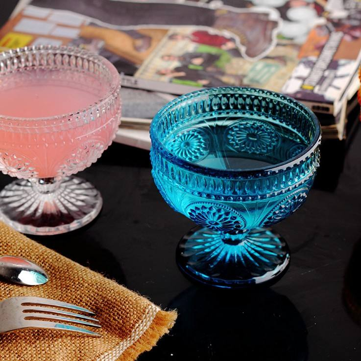 Handmade Colored Glass Goblet Drinking Glass Set for Hotel with FDA