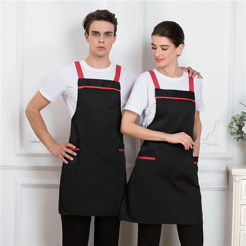 Stylish Color Block Kitchen Apron with Pockets for Chefs