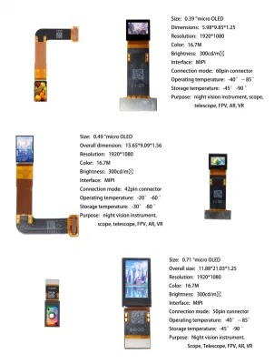 Миниатюрный TFT-дисплей 0.39-0.71 дюйма для AR-очков