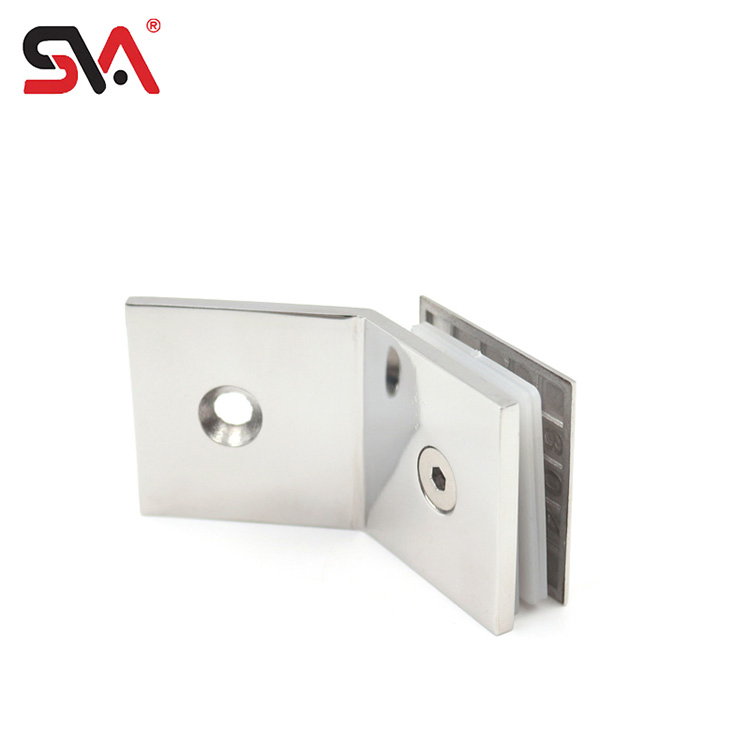 Shower Room Glass to Wall 135 Degree Brass Fixed Panel Beveled Glass Clamp
