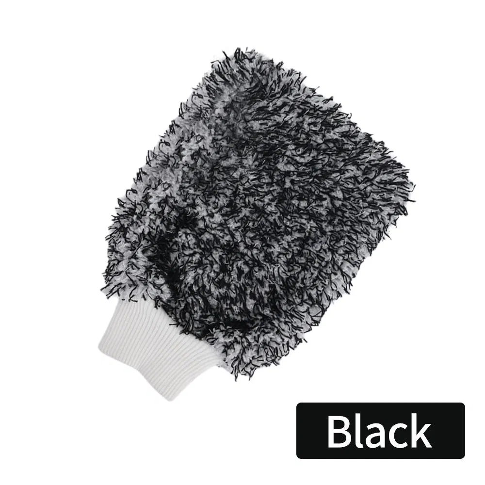 Colorful Coral Fleece Microfiber Wash Mitt 20 * 28cm Ultra Soft Dual-Ply Car Cleaning Glove with Elastic Cuff