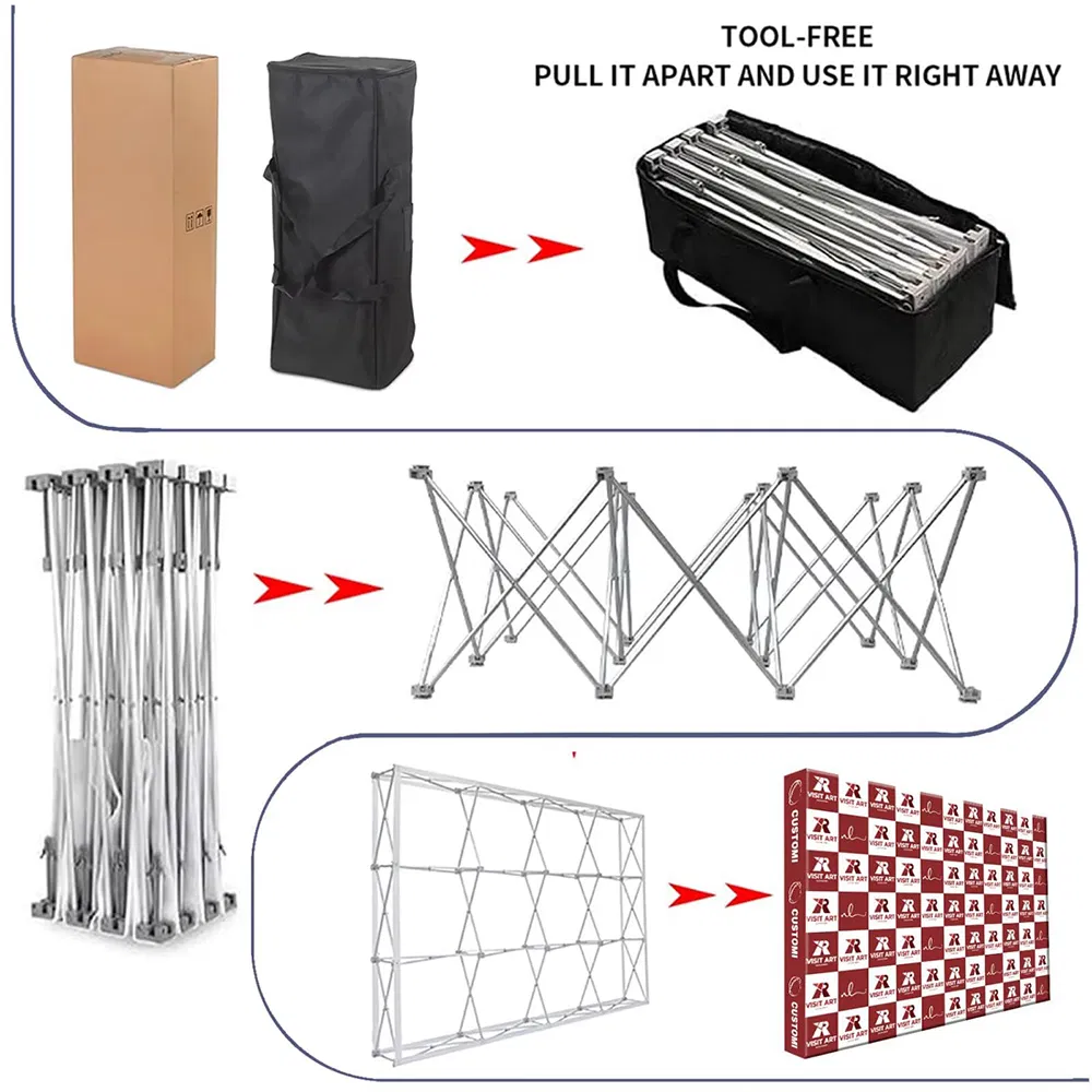 10FT Straight Fabric Pop up Display Backdrop Wall Banner Stand Exhibition Equipment Trade Show Display Pop up Wall Media Wall Banner Display