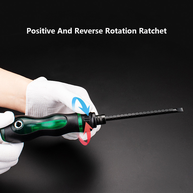 Retractable Cross and Slotted Double-Head Household Ratchet Screwdriver Dual-Purpose Screwdriver