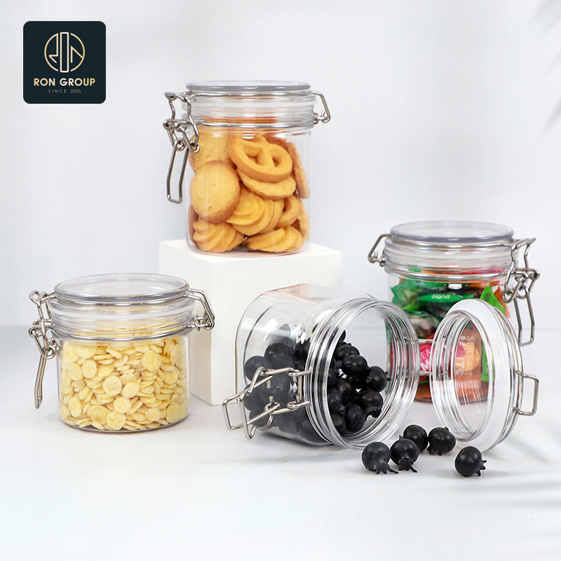 Restaurant Pet Wide Mouth Half Gallon Square Air Tight Food Storage Supplier for Sale Clear Bottle Plastic Jars with Lids