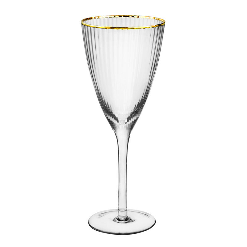 Transparent Gold Rim Champagne Red Goblet Wine Glass Set for Wedding
