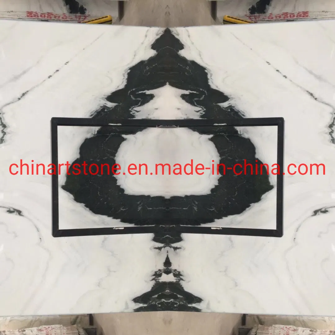 Panda White Marble Slab Book-Matched for Wall and Floor Tile