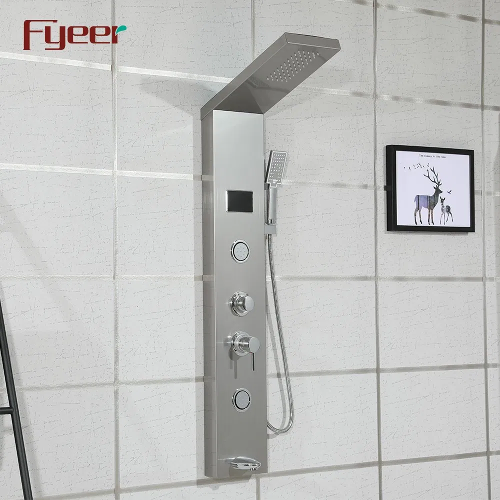 Fyeer Anti Fingerprint Massage LED Shower Panel with Temperature Display
