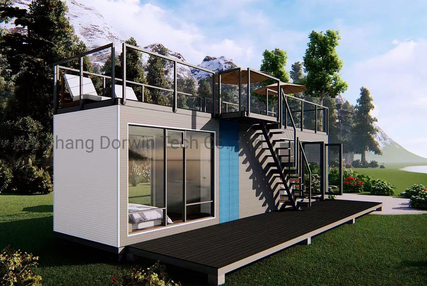 Sun Roof Deck Modular Container Prefab House with Bathroom Kitchen