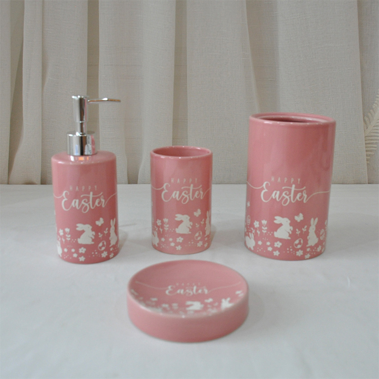 Handmade Premium Quality Ceramic Bathroom Set of 4 High on Demand Decorative Set for Interior Top Decor Trending Bathroom Sets