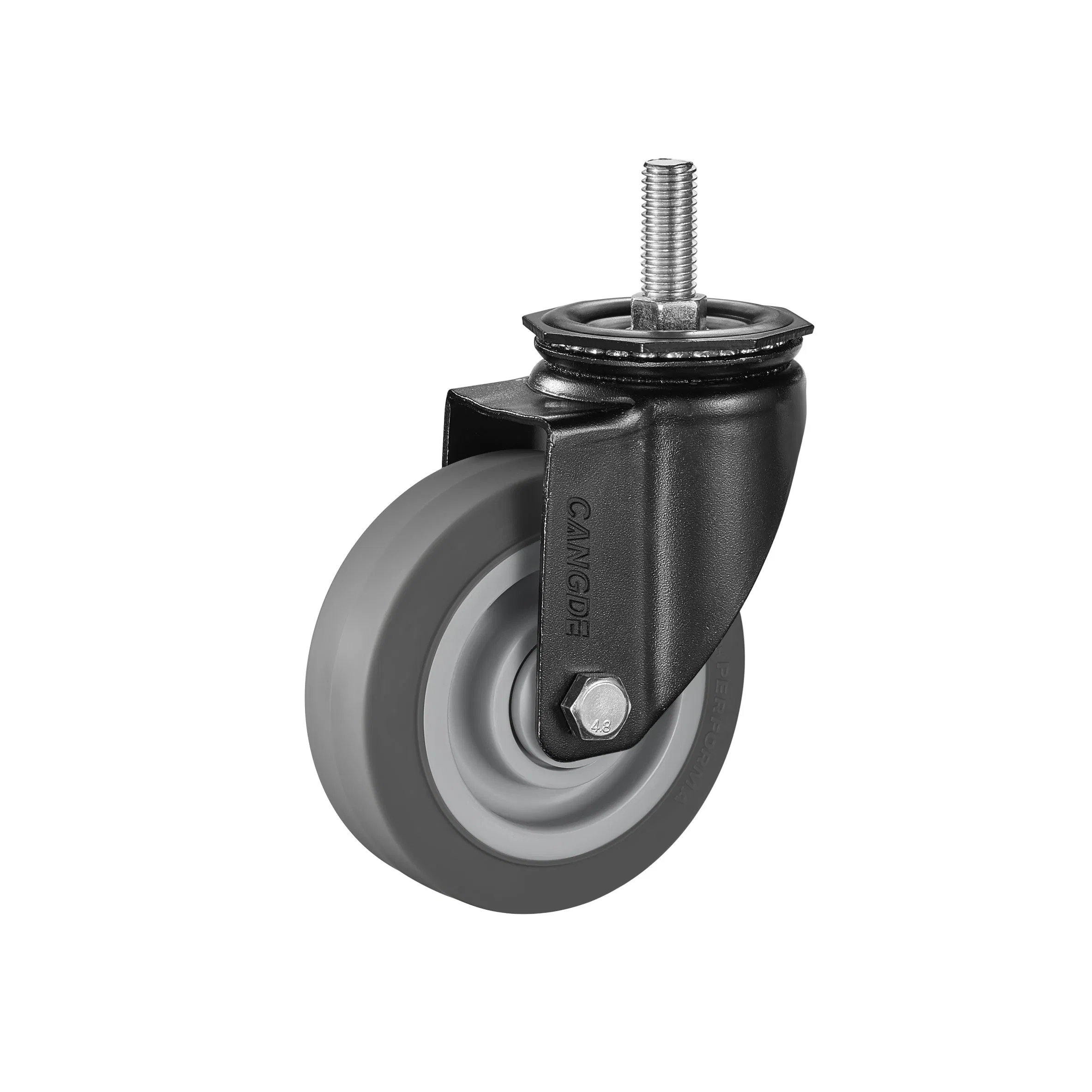 Factory High Quality Gray TPR Wheels Caster Threaded Stem Casters with Brakes