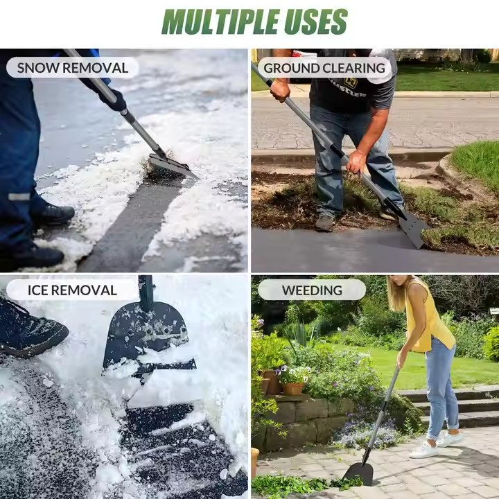High Quality Outdoor Multifunctional Snow Shovel Flat Shovel with Long Stainless Steel Handle Snow Remover Ice Shovel